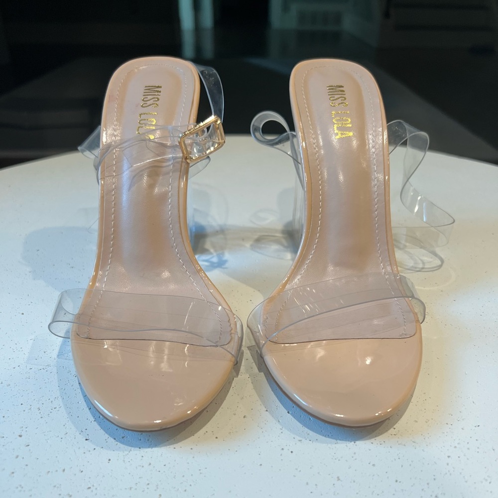 Clear/Nude Sandal Heel. Size 7